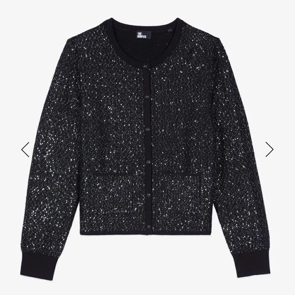 The Kooples BLACK SEQUINED KNIT CARDIGAN NWT